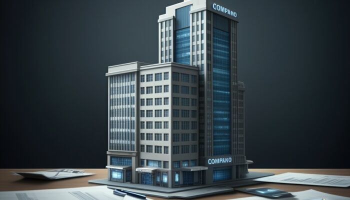 3d,Company,Building,On,Table